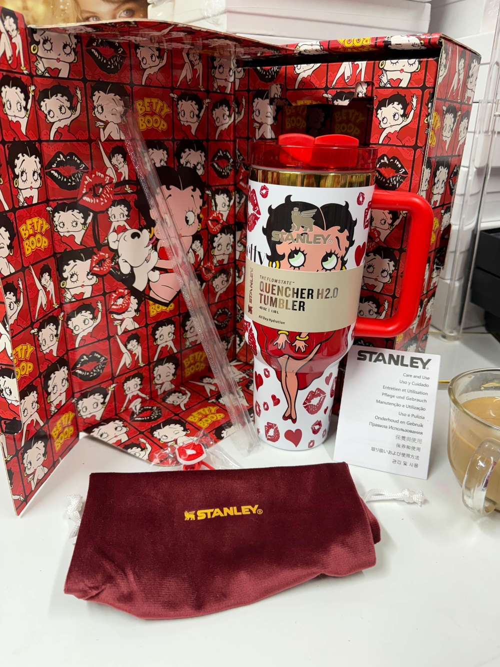 Betty Boop Red and White Stanley Quencher H2.0 Tumbler